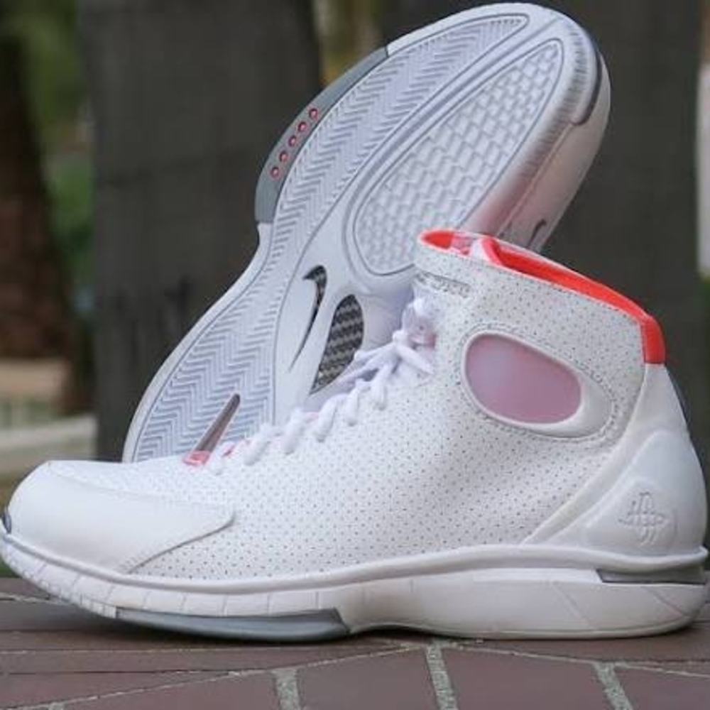 White and Red High-Top Sneakers